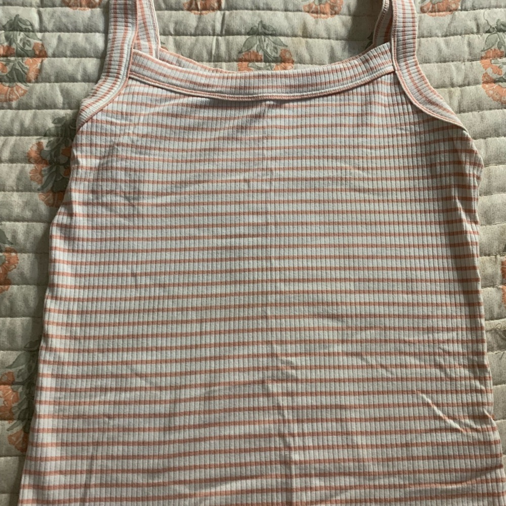 American Eagle Outfitters Tan and Brown Ribbed Sleeveless Tank Top